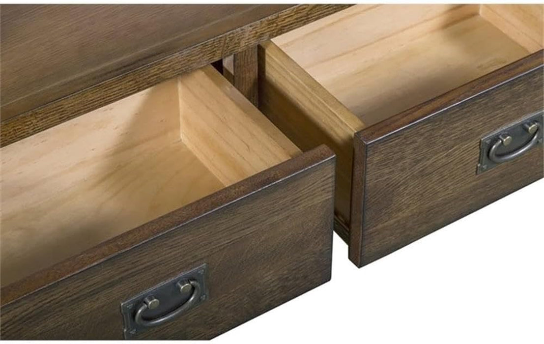 Mission Quarter Sawn Oak Bookcase with 2-Drawers & Open Shelves