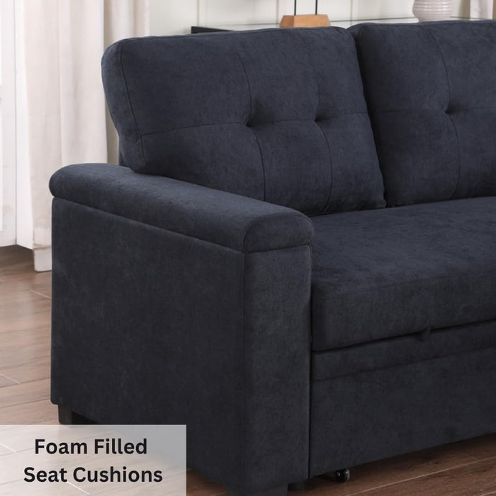 85Inch Dark Gray Reversible Sleeper Sectional Sofa