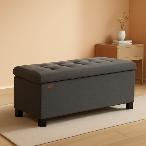 Storage Ottoman Bench, Foldable Foot Rest with Legs, 15 X 30 X 15.2 Inches, End of Bed Bench, Storage Chest, Load up to 660 Lb, for Living Room, Bedroom, Entryway, Slate Gray ULSF16GYZ