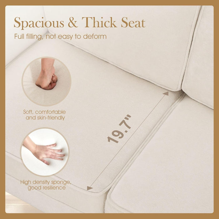 3 Piece Living Room Furniture Set, 1 Loveseat & 2 Accent Chairs, Linen Fabric Comfy Sectional Sofa Couch for Living Room, Bedroom, Off-White