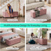 50 Inches Wide Storage Ottoman Bench, Upholstered Foot Rest Stool, Long Bench Footstool, Couch Ottoman, Ottomans for Living Room, Entryway, End of Bed Storage Bench for Bedroom (Pink)