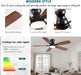 Ceiling Fans with Lights, 52 Inch Low Profile Ceiling Fan with Light and Remote Control, Flush Mount, DC Reversible Motor, Noiseless, Brown 6 Speeds Ceiling Fan for Bedroom