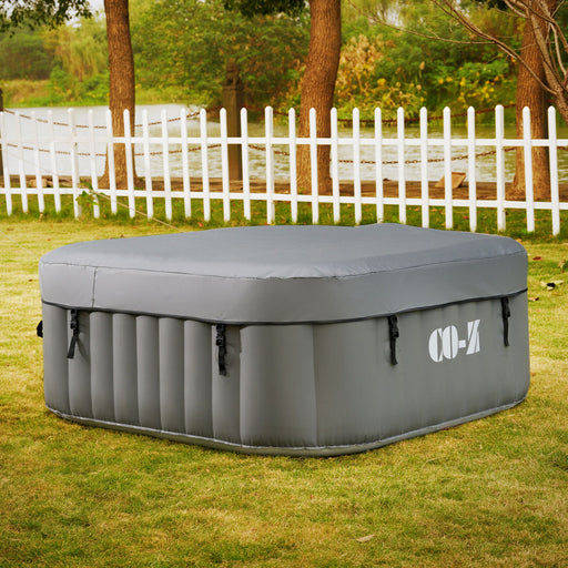 5Ft Square Inflatable Hot Tub Indoor Outdoor Spa Tub for Patio Backyard Gray