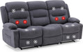 Oversized Recliner Sofa with Heat and Massage, Big Large 3-Seater RV Recliner Couch Sofa for Living Room, Wall-Hugger Reclining Sofa with Cup Holders and USB Port (Fabric, Grey)
