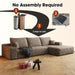 Camel 108-Inch Corduroy L-Shaped Sectional Sofa Chaise