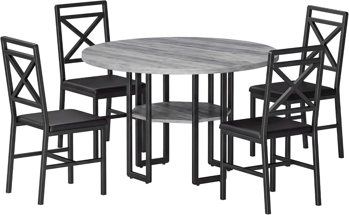 Dining Table Set for 4, 47.2 Inch round Kitchen Table and 4 Chairs