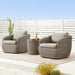 3 Pieces Patio Wicker Furniture Set, Outdoor Rattan Bistro Set with Removable Thickened Cushions, Fully Assembled(Gray Cushions with Brownish Gray Wicker)