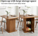 Small Square Dining Table for 2-4, 31.5 Inch Farmhouse Kitchen Table with 2-Tier Storage Shelf, Modern Wood Dinner Furniture with Fluted Doors, Dining Room, Living Room, Space Saving, Walnut