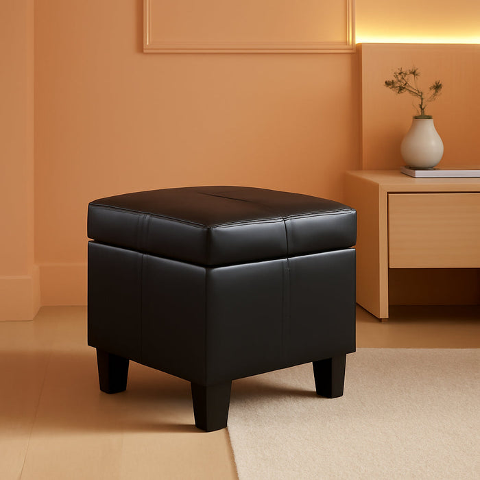 Small Black Ottoman with Hidden Storage
