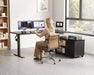55" L Shaped Standing Desk with Cabinet Sets, Carbon Fiber Black