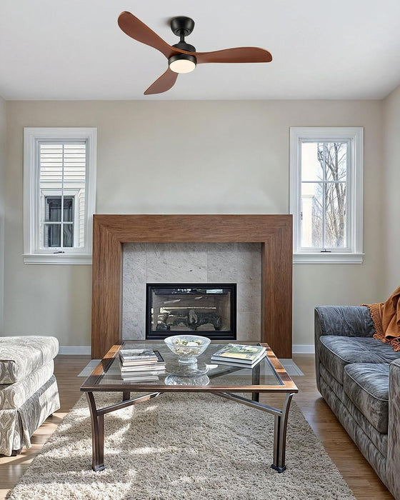 42 Inch Black Contemporary Residential Ceiling Fan