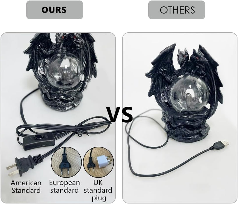 Plasma Ball Lamp Touch Sensitive,Party Magical Electrostatic Red Color Crystal Ball for Halloween (Evil Dragon)