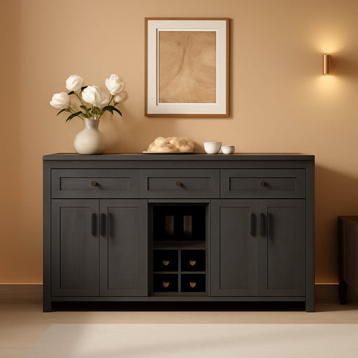 Sideboard Buffet Cabinet with Storage, Charging Station, Wine Rack