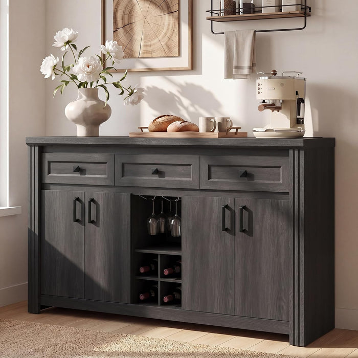 Sideboard Buffet Cabinet with Storage, Charging Station, Wine Rack