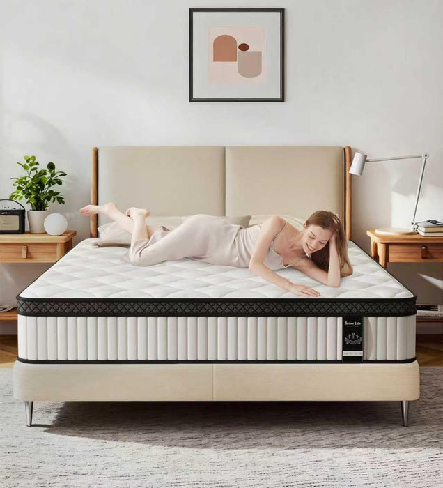 12 Inch Full Size Hybrid Mattress in a Box,Features Cooling Gel Memory Foam and Responsive Springs for Contouring Support and Motion Isolation,Medium Firm Pressure Relief,White Mattresses
