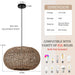 19.7In Rattan Light Coastal Pendant Lights Brown Wicker Chandelier