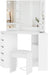 Corner Vanity Desk With Illuminated Folding Mirrors