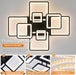 Modern LED Ceiling Light, Dimmable LED Chandelier Black Flush Mount Ceiling Lights, Remote Control Acrylic Ring Ceiling Lamp Fixture for Living Room Dining Room Bedroom, 8H-FANG-BL-04