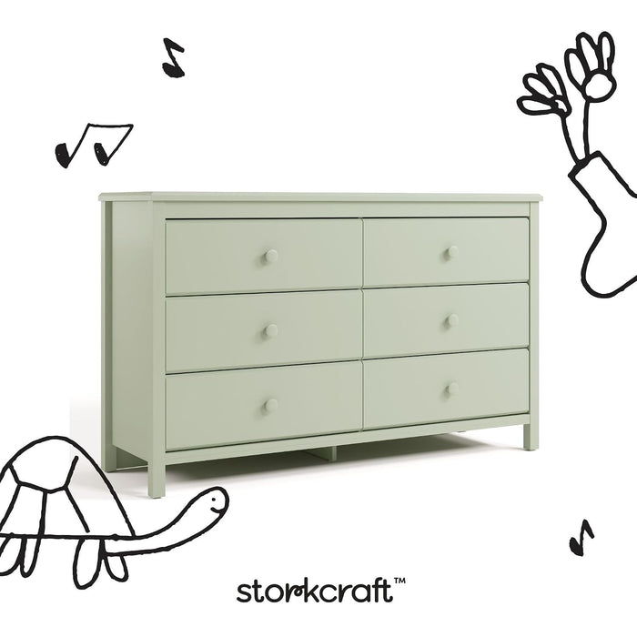 Alpine 6-Drawer Double Dresser, Sage