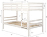 Twin over Twin Bunk Beds, Wood Convertible Two Beds, Solid Rubberwood Bunk Bed with 1 Pcs Built-In Ladder and Safety Rails, No Box Spring Needed, Space Saving Bed Frame for Bedroom (White)