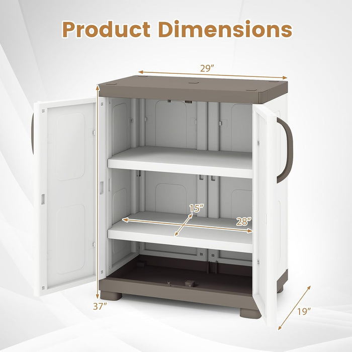 White Plastic Storage Cabinet With Adjustable Shelves
