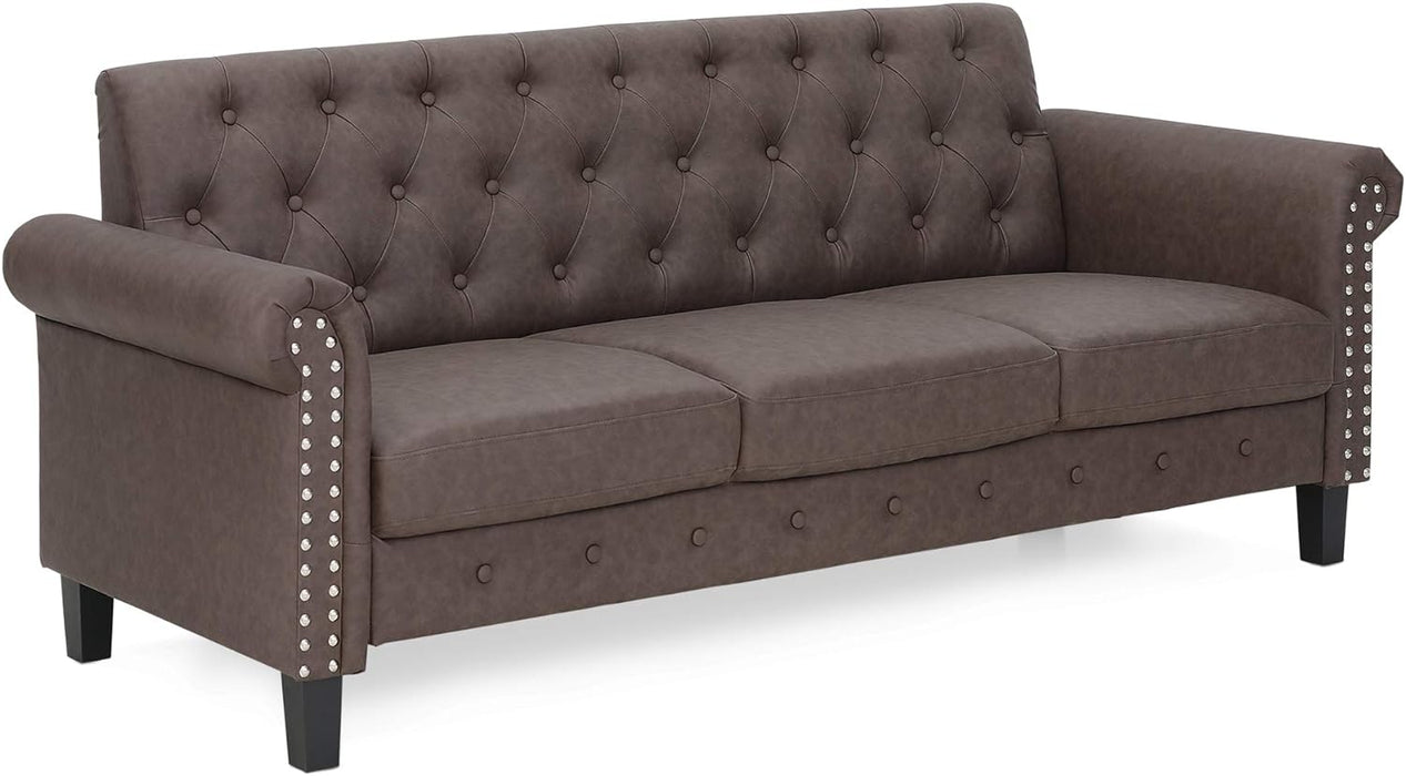 ufted Loveseat - Black Faux Leather