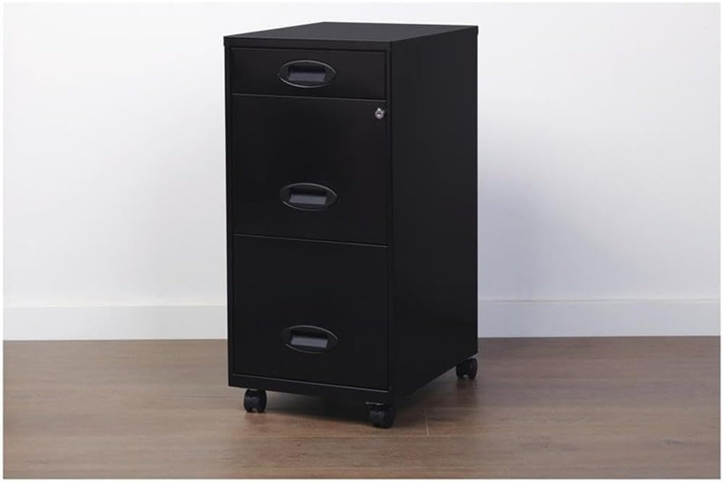 3 Drawers 29.52" Vertical Black Metal Filing Cabinet Lockable Pre-Assembled Movable Letter Size for Home, Office