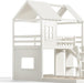 NaturalPineDurable TwinOverFull BunkBed WithSlide StorageChest Playhouse Framework