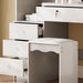 Vanity Desk Set with Sliding Lighted Mirror, Makeup Dressing Table with 4 Drawers & 9 Storage Spaces, Hidden Compartments and Cushioned Stool for Bedroom, White