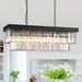 Crystal Chandelier for Dining Room,Rectangular Black Chandelier Modern Rectangle Pendant Light Fixtures for Kitchen Island L33” K9 Contemporary Long Chandelier