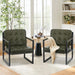 Green Full Grain Leather Upholstered Accent Armchairs
