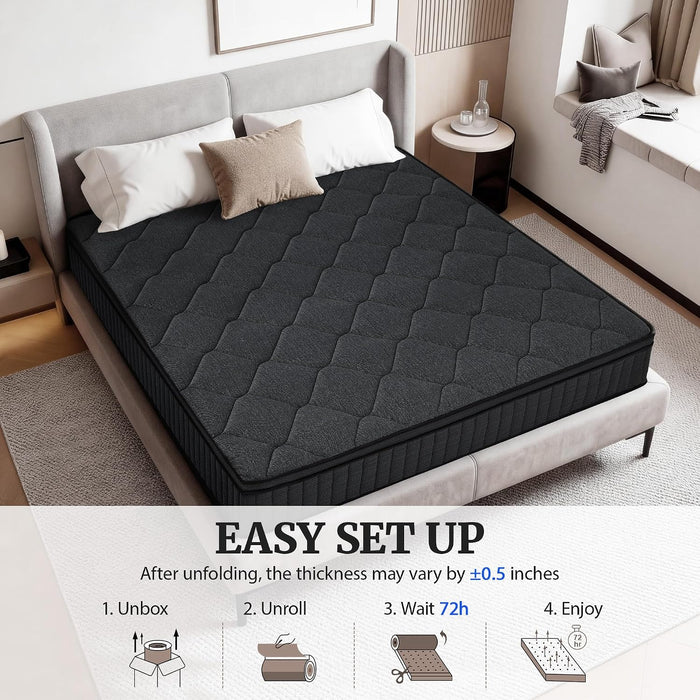Queen Mattress 12 Inch, Firm Hybrid Memory Foam Mattress in a Box with Individual Pocket Springs, Pressure Relief, Motion Isolation, Fiberglass Free, Certipur-Us Certified 80"X 60"(Gray)