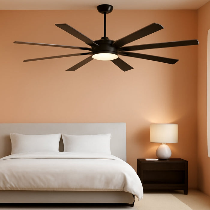 Ceiling Fans with Lights, 72 Inch Large Ceiling Fan with Light and Remote, Outdoor Black Ceiling Fan for Living Room Patio, 6 Speeds, Reversible Quiet DC Motor, 3 CCT, Bi-Color 8 Blades