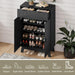 Black Freestanding Four Tier Shoe Cabinet Organizer