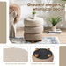 round Ottoman with Storage, Small Foot Stool, Modern Accent Stool Upholstered Vanity Stool with Rubberwood Ball Feet for Bedroom Living Room Dorm Room, Gradient Brown