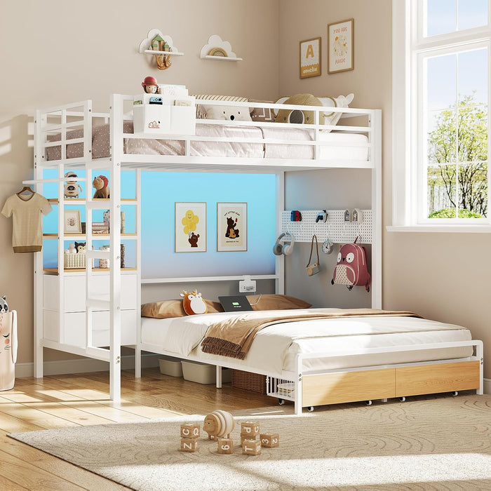 IndustrialGrade TwinOverFull Metal BunkBed Drawers