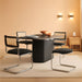 Black Chrome Rattan Dining Chairs Set of 4,Wooden Mid-Century Modern Kitchen Chairs, Mesh Back Cane Dining Room Chair, Cesca Design Chairs with Metal Chrome Legs