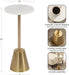 Tira Elegant round Drink Table, 10 X 22, White Marble and Gold, Modern Glam Circle Martini Table for Use as a Small Bedroom Nightstand or Living Room Plant Stand Option