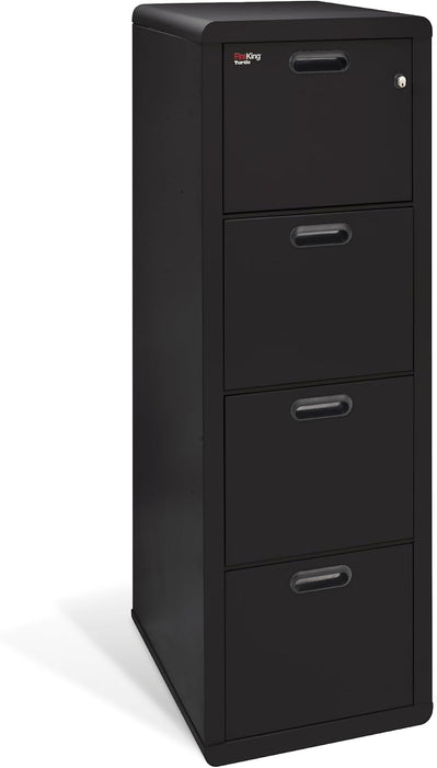 Turtle Contour 4 Drawer Fire Rated File Cabinet, Black