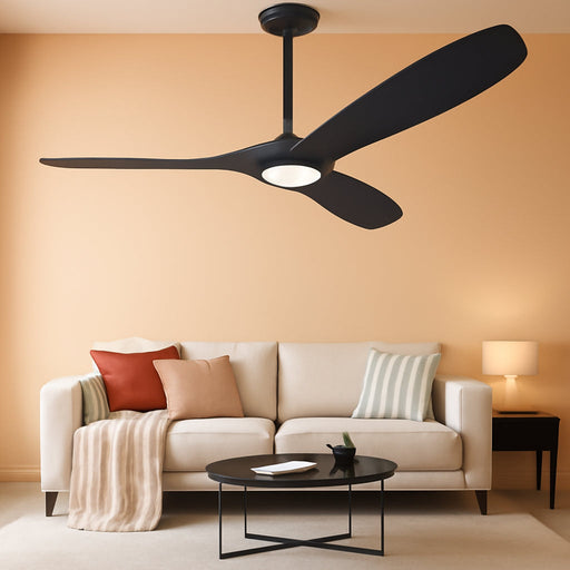 Black Ceiling Fan with Light 52 Inch, Outdoor Ceiling Fans with Lights and Remote for Indoor Bedroom Living Room Patios Gazebo Modern Wooden 3 Blade Propeller Wet Rated Reversible DC Fan