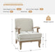Ivory Upholstered Mid-Century Armchair With Wooden Legs