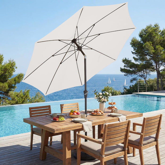 9FT Outdoor Patio Umbrella,Market Table Umbrella with 8 Fiberglass Ribs, Pool Umbrella with Tilt and Crank, UV Protection Lightweight & Wind-Resistant for Lawn, Garden, Deck and Backyard, Cream White
