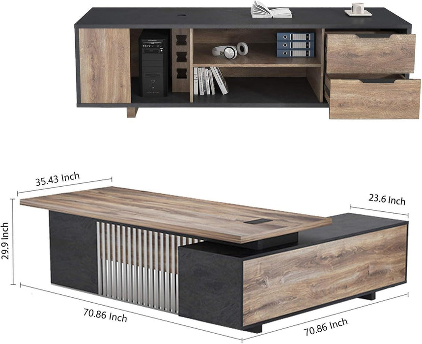Spacious Executive Desk With Ample Storage Drawers