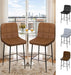 25.6 Inch Counter Height Bar Stools Checkered Pattern Modern Faux Leather Armless Bar Chairs with Backrest Metal Legs Footrest Upholstered for Kitchen Island Pub Cafe (Caramel Brown, 4 PCS) - ShipItFurniture
