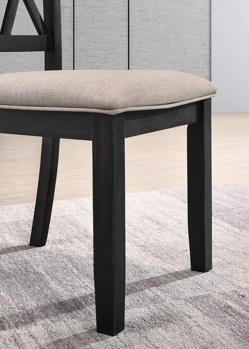 Windvale Cross-Buck Wood 5-Piece Dining Set in Black