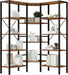 LShaped Corner Bookshelf 5Tier Beveled Edge DarkBrown