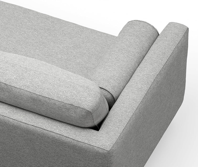 Morrison Mid-Century Modern 72 Inch Wide Sofa with Ottoman Set in Mist Grey Woven-Blend Fabric for the Living Room and Family Room