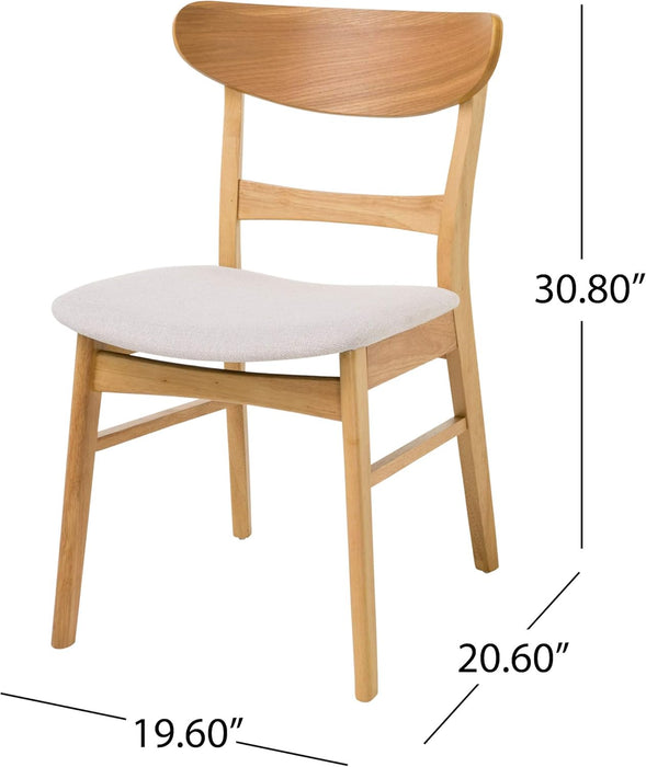 Idalia Dining Chairs, 2-Pcs Set, Light Beige / Oak Finish