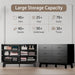 Dresser for Bedroom with 6 Drawer, Modern Chest of Drawers with X-Shaped Sturdy Base, Wide Wood Double Dresser Closet Clothes Storage Organizer, Wooden TV Stand for Living Room, Hallway, Black