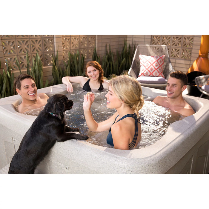 4-Person Plug & Play Square Outdoor Hot Tub Spa W/ 13 Jets, Taupe